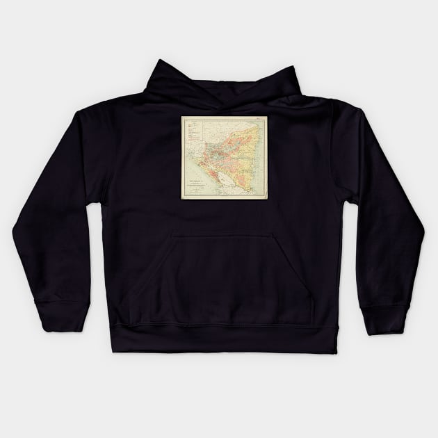 Vintage Map of Nicaragua (1903) Kids Hoodie by Bravuramedia